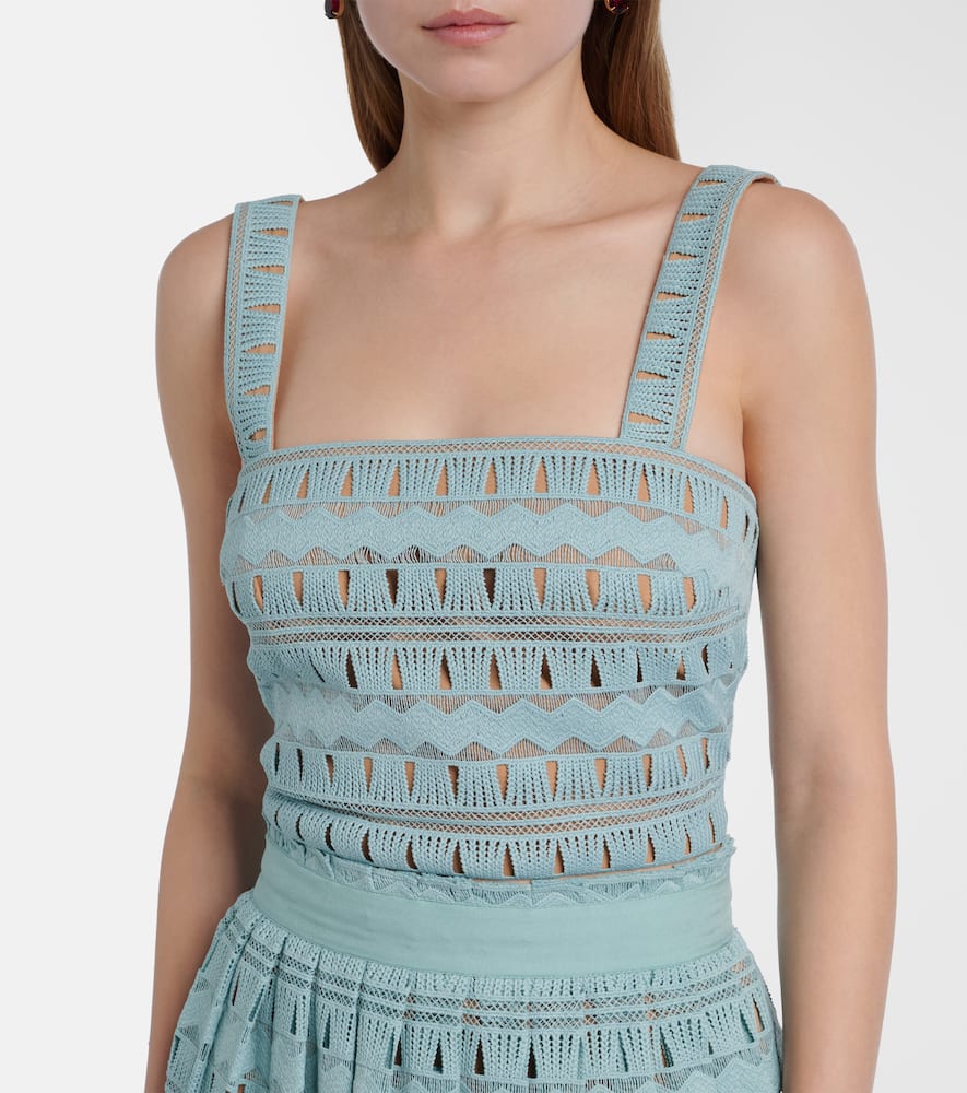 Knitted silk-blend crop top