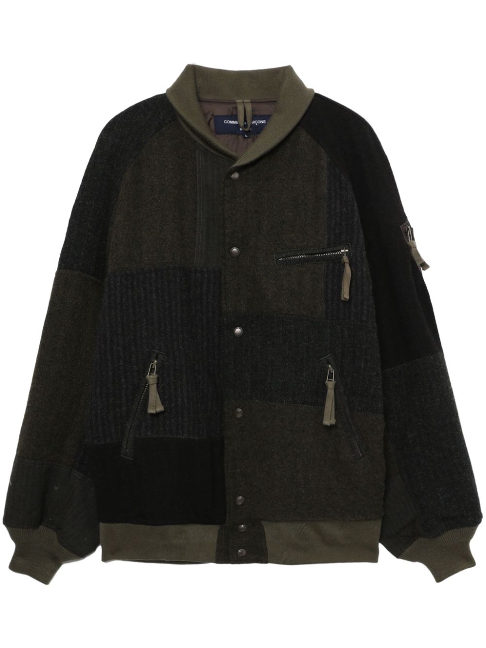 Patchwork multiple-pocket bomber jacket - Green