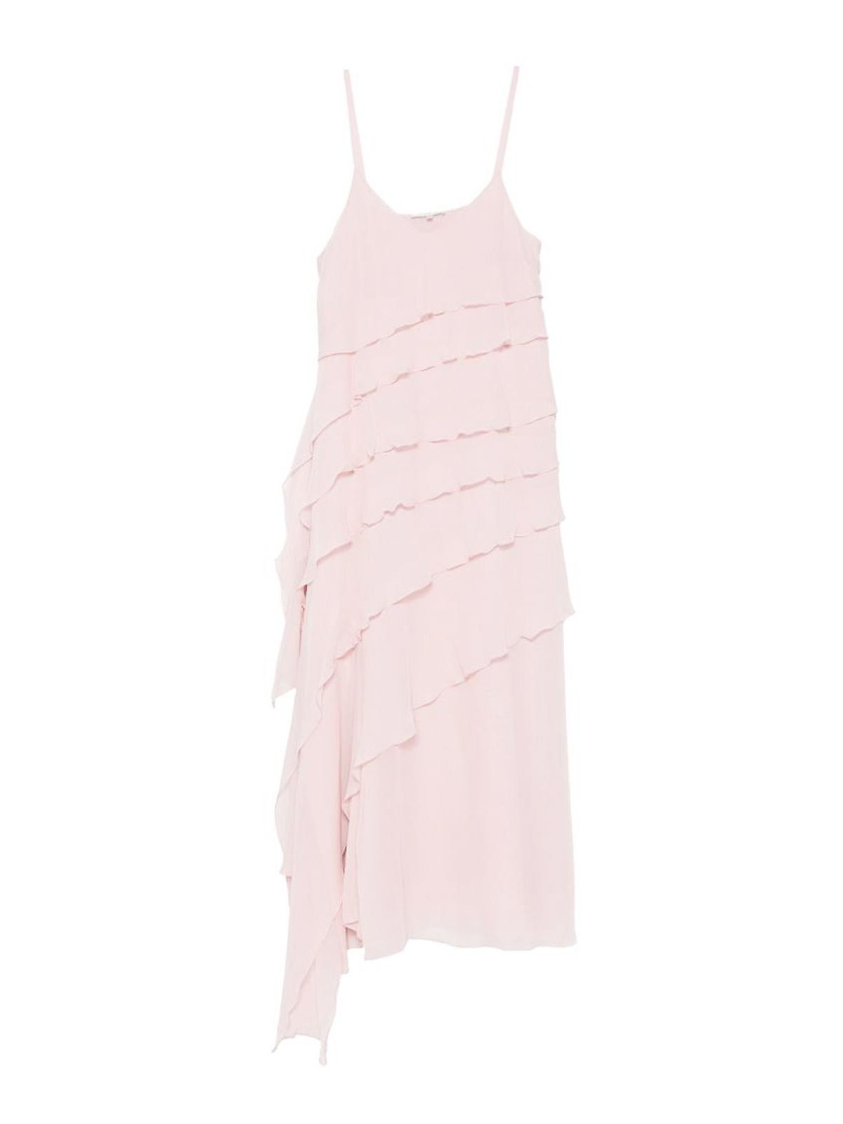 Pink Scoop Neck Ruffled Maxi Dress