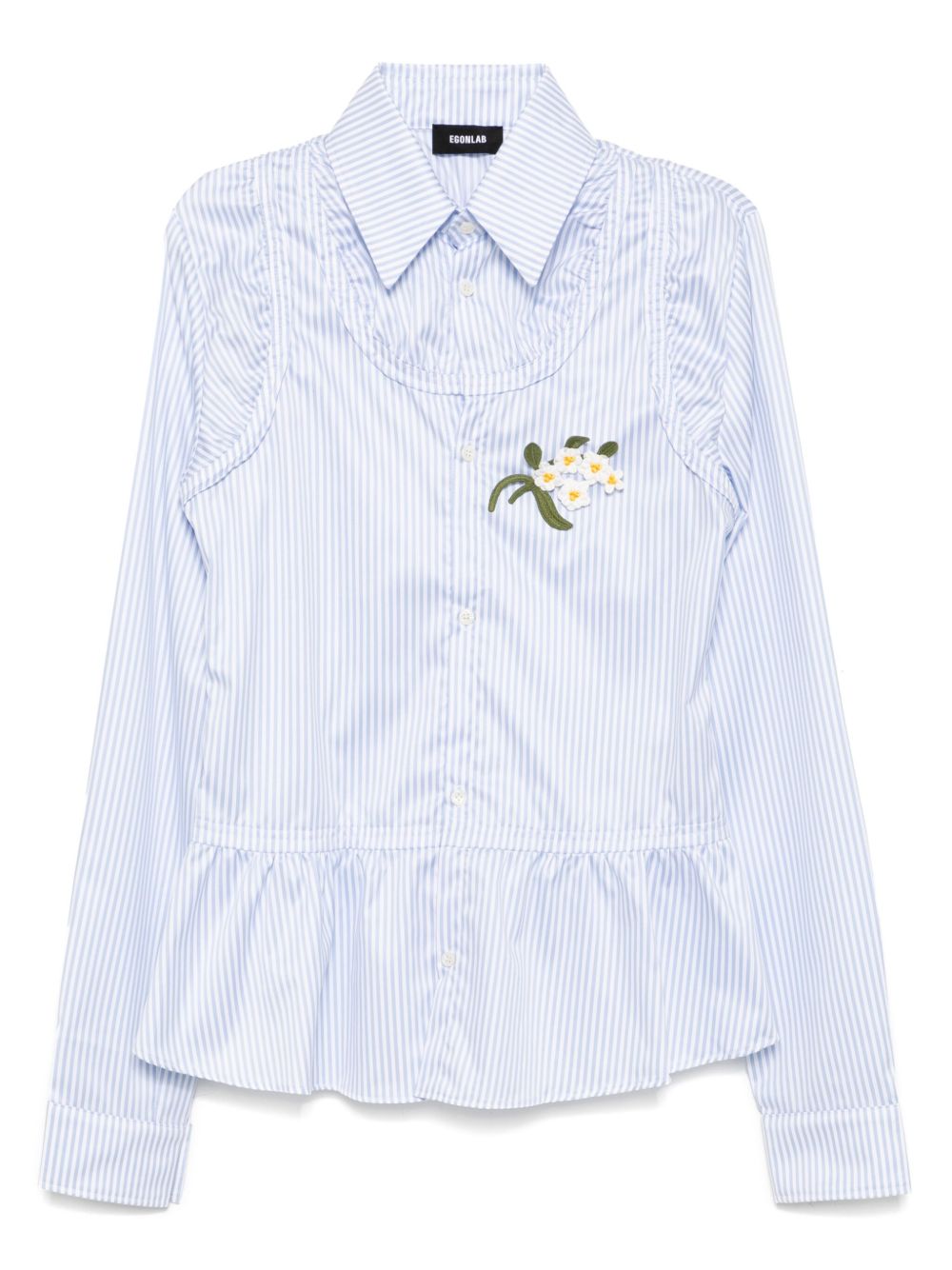 EGONlab. striped cotton shirt - Blue