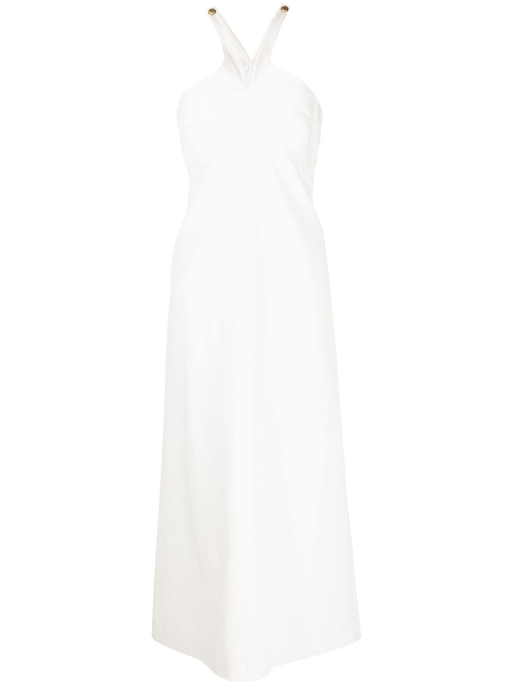 Halterneck-detail maxi dress - White