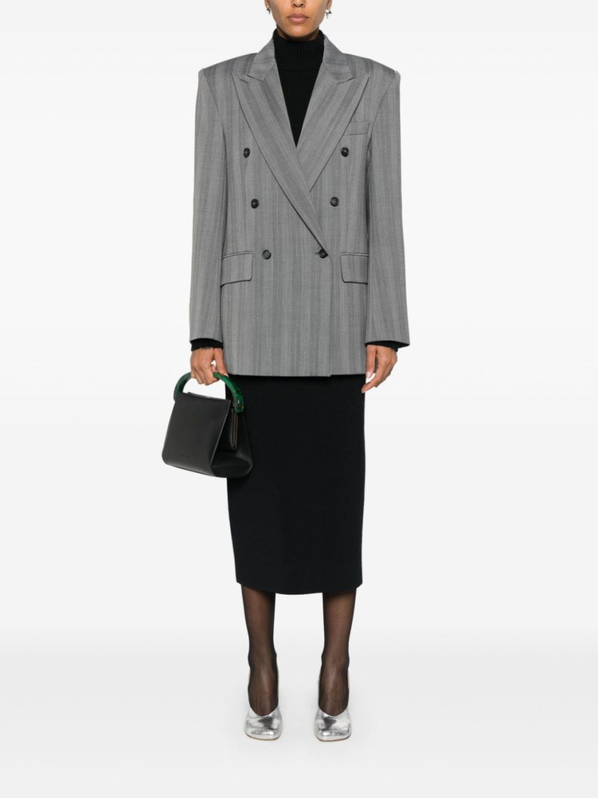 Striped Double-breasted Long-sleeved Jacket