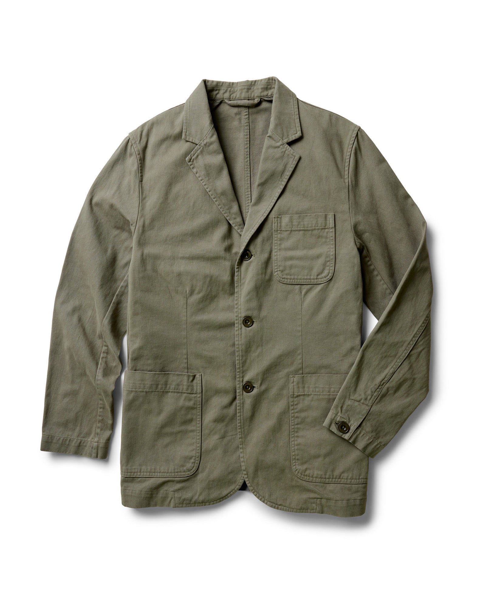 Men's Organic Cotton Foundation Sportcoat in Organic Smoked Olive Twill