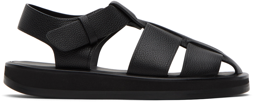Black fisherman sandals