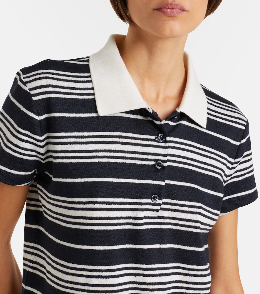Striped linen-blend polo shirt