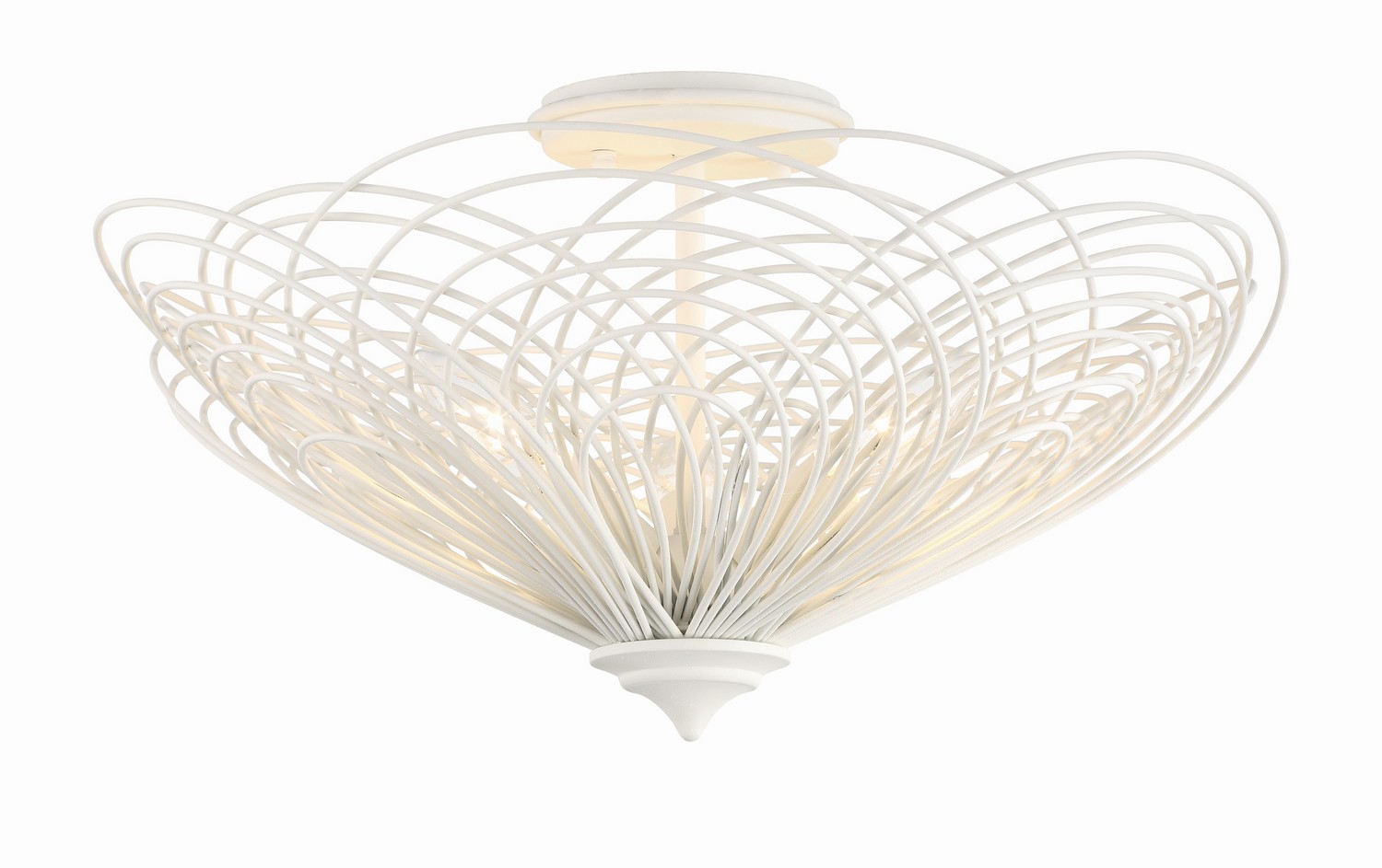 Matte White Three Light Semi Flush Mount from the Doral Collection