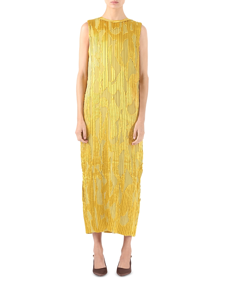 Pleated midi dress - Yellow