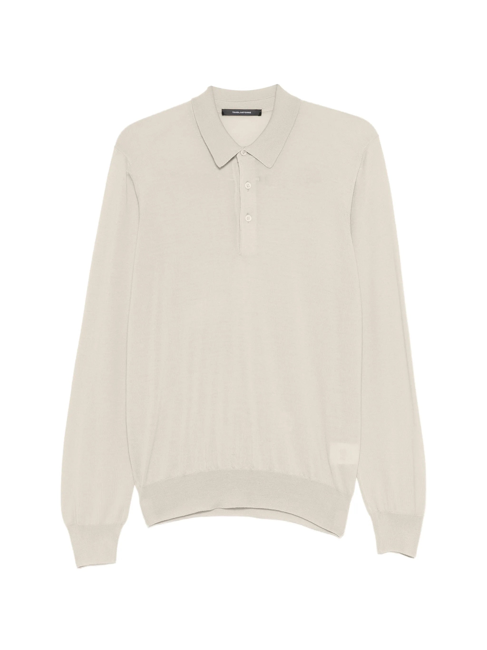 Long Sleeve Knit Polo in 100% Virgin Wool