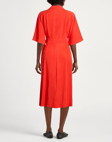 Woman Midi dress Tomato red Size 10 Tencel, Linen