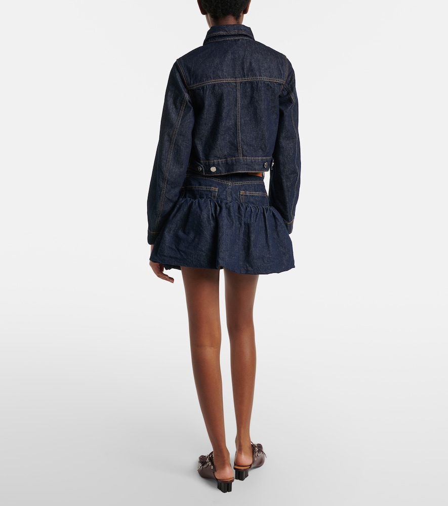 Gathered denim miniskirt