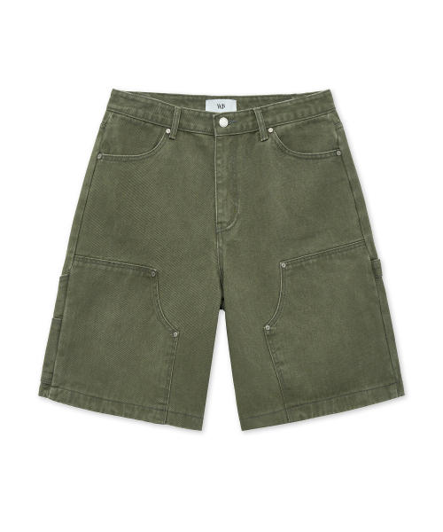 Cachion Washed Double Knee Carpenter Shorts KHAKI