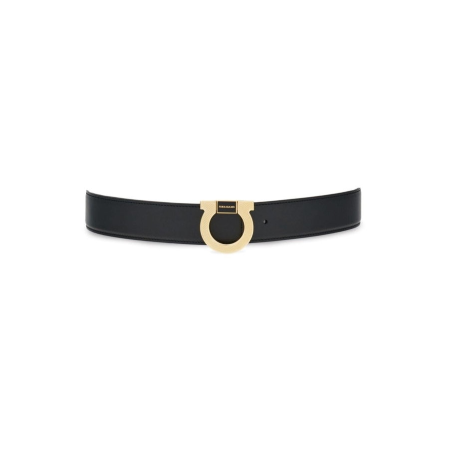 Gancini Buckle Smooth Grain Leather Belt