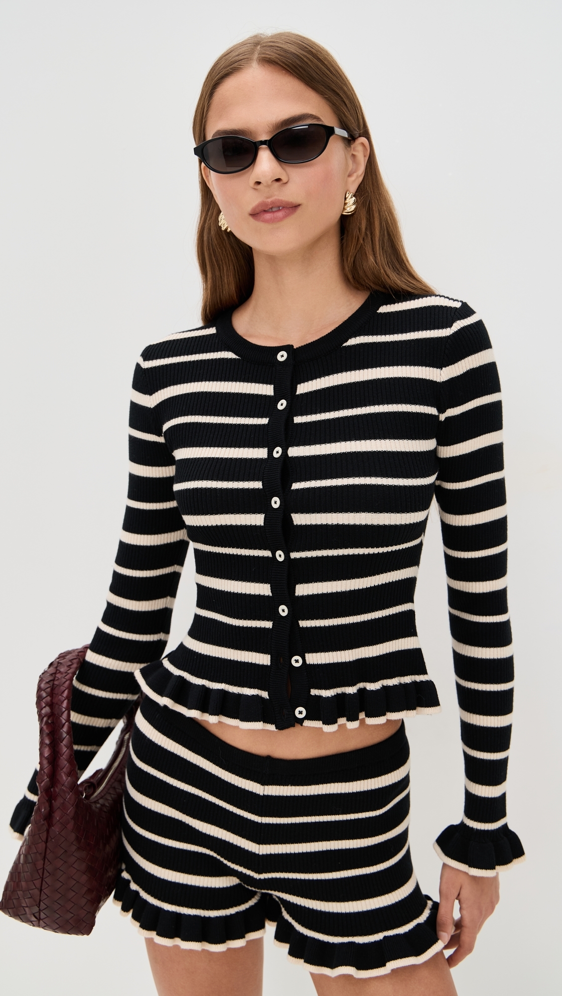 Donna Long Sleeve Knit Top Black/Cream