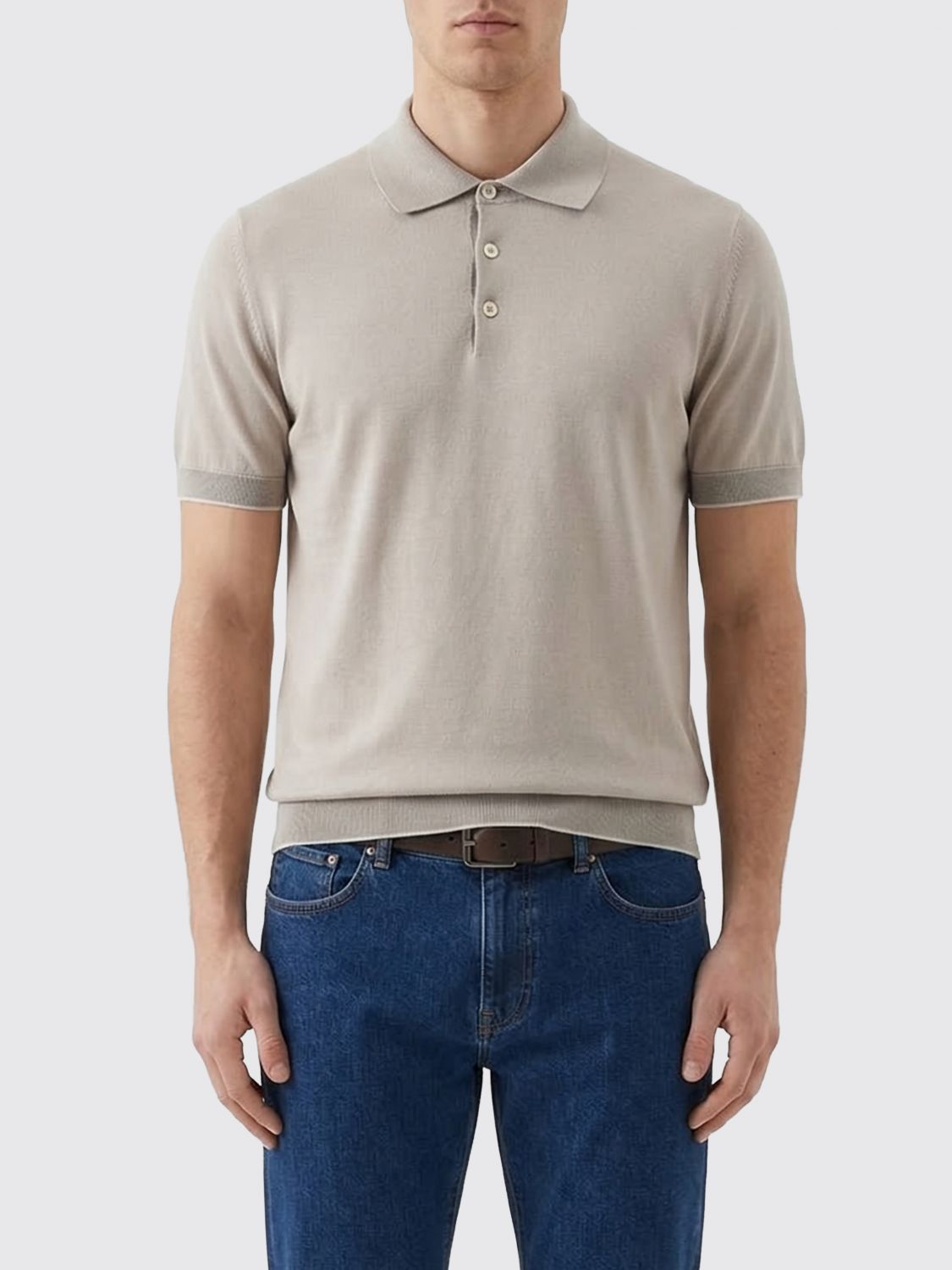 Knitted polo shirt - Grey