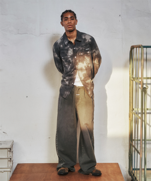 RAW WASHED VERTICAL SHIRTS KHAKI