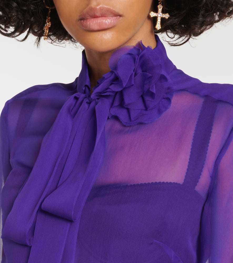 Tie-neck silk blouse