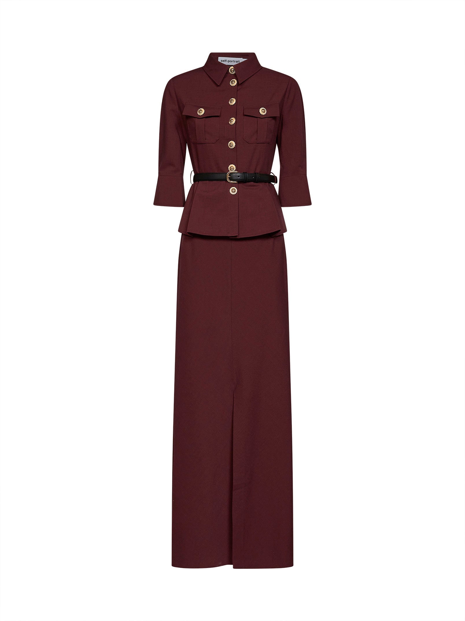 Detachable Skirt with Peplum Jacket Maxi Dress — Brown