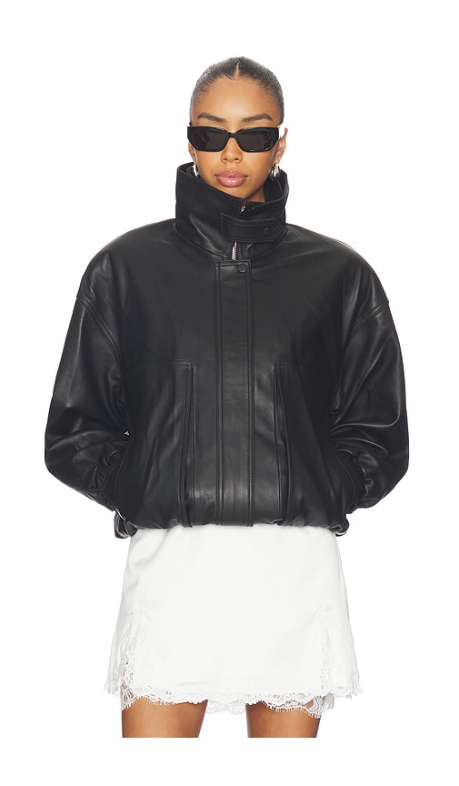 AEXAE Leather Collar Jacket in Black. L. Also in XS