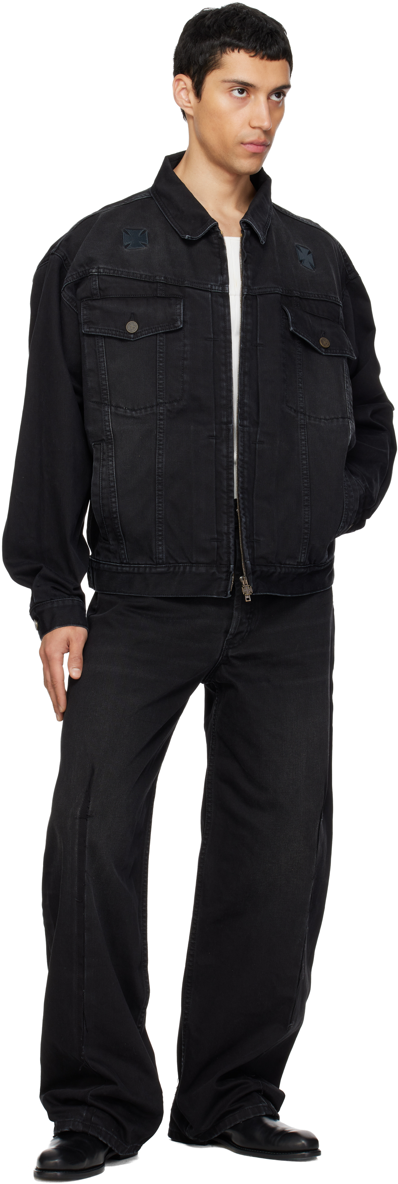 Black Cut Cross Jeans