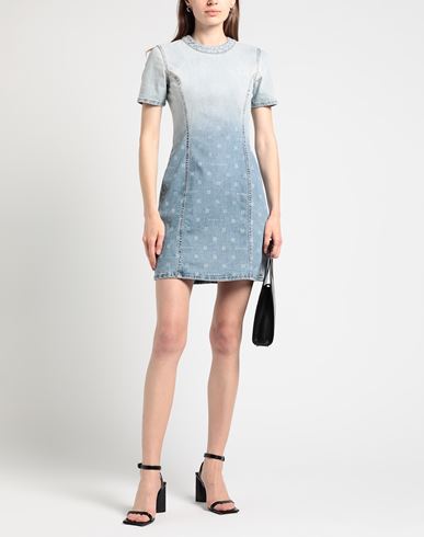 Woman Mini dress Blue Size 10 Cotton, Elastane