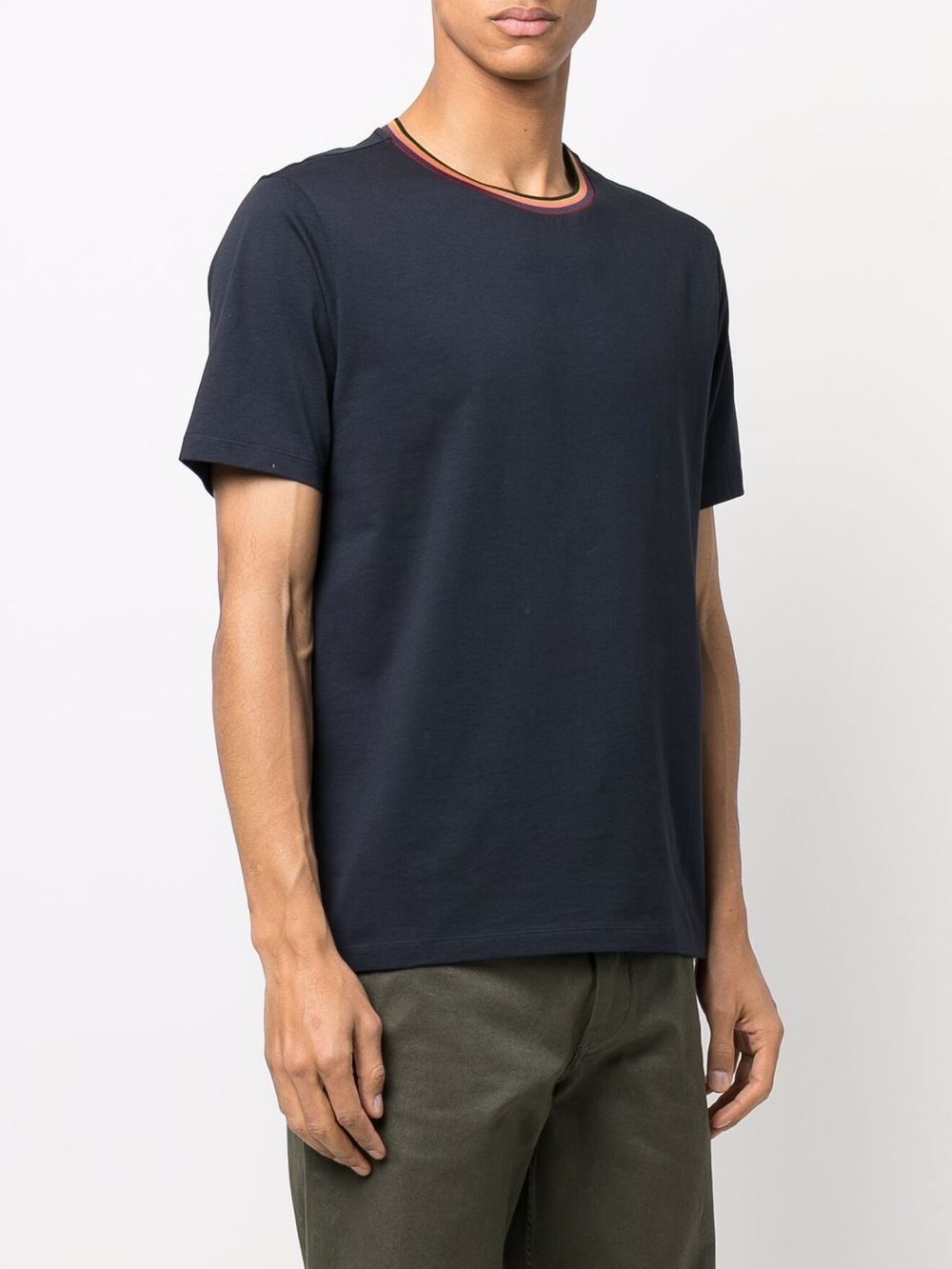 Stripe-trim organic cotton T-shirt