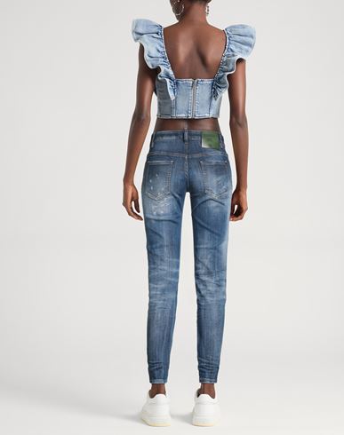 Woman Jeans Blue Size 4 Cotton, Elastane