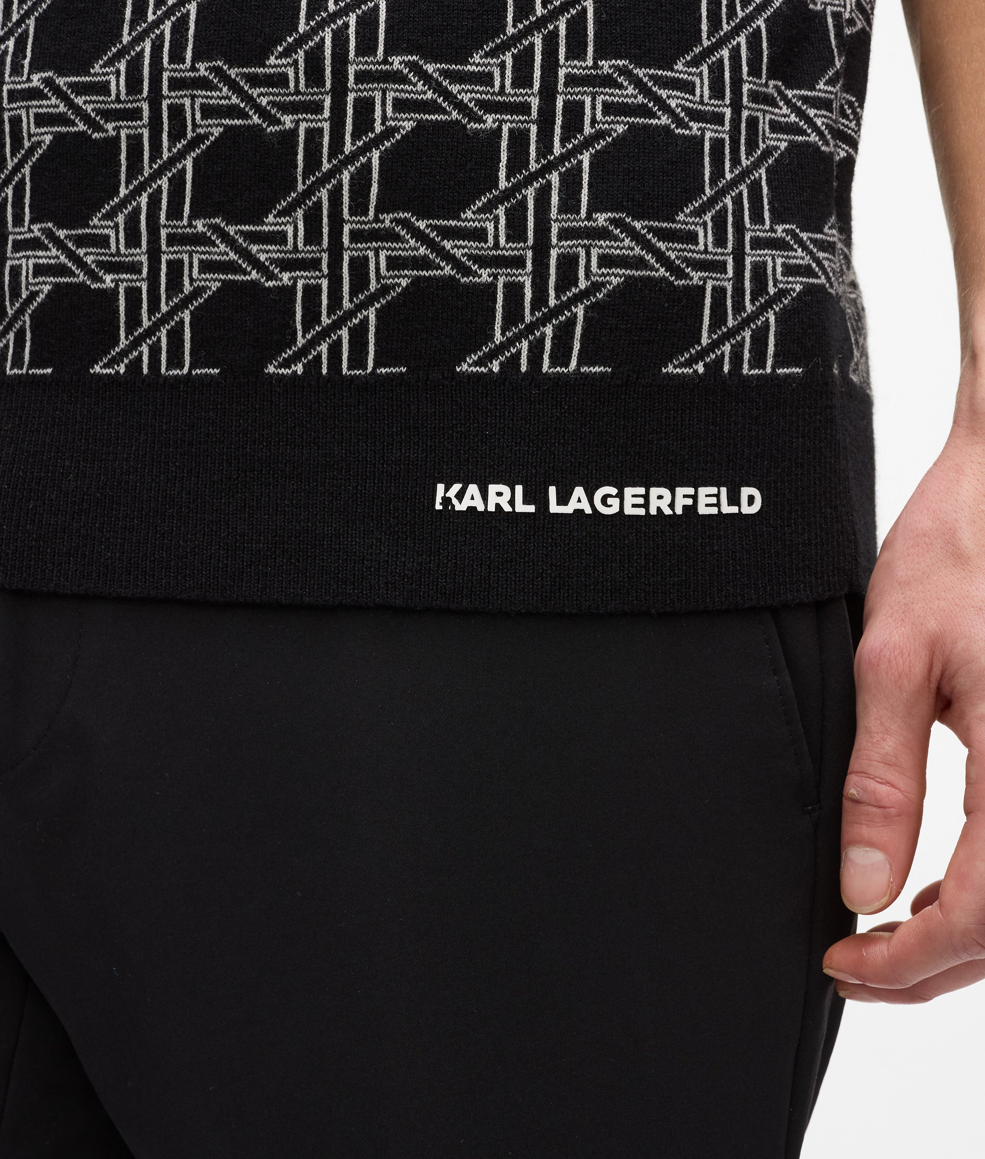 Karl Lagerfeld - Strick-polo-shirt, Herren, Schwarz/weiss, Größe