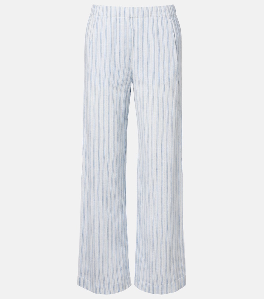 Evony striped cotton and linen wide-leg pants