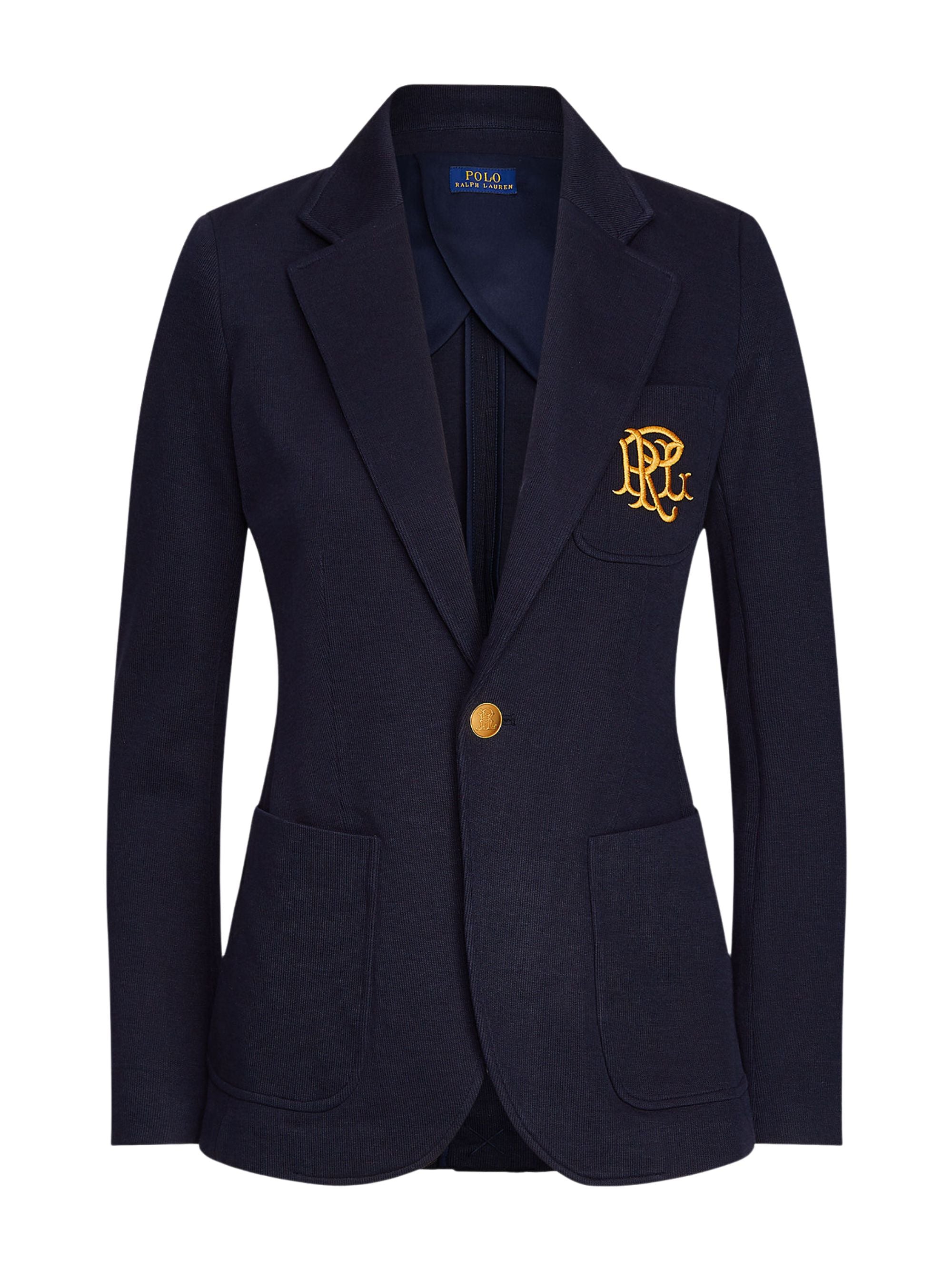 Monogram Mini Blazer with Gold Embroidered Logo