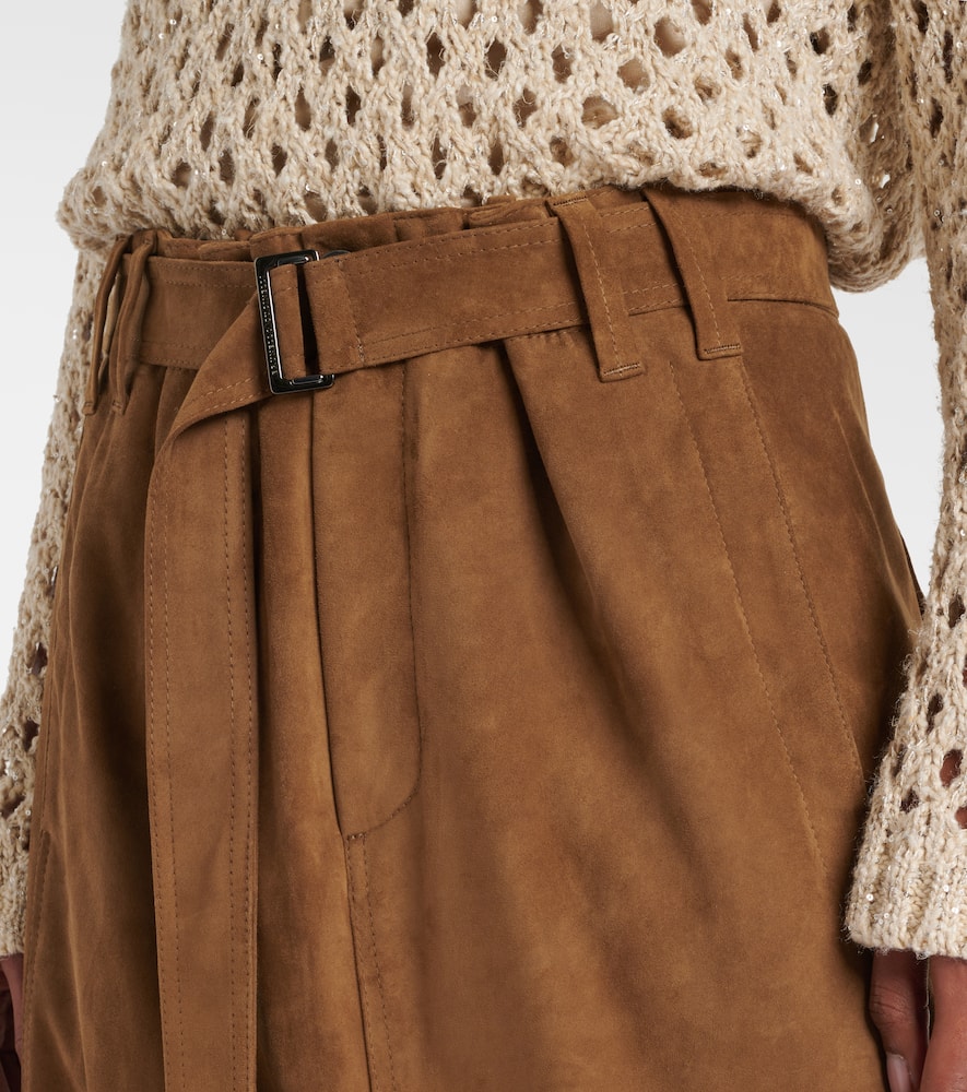 Suede midi skirt