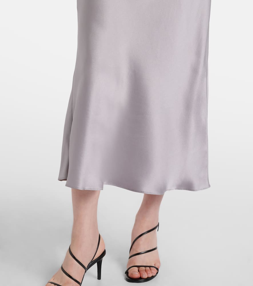 Floral-appliqué silk charmeuse slip dress