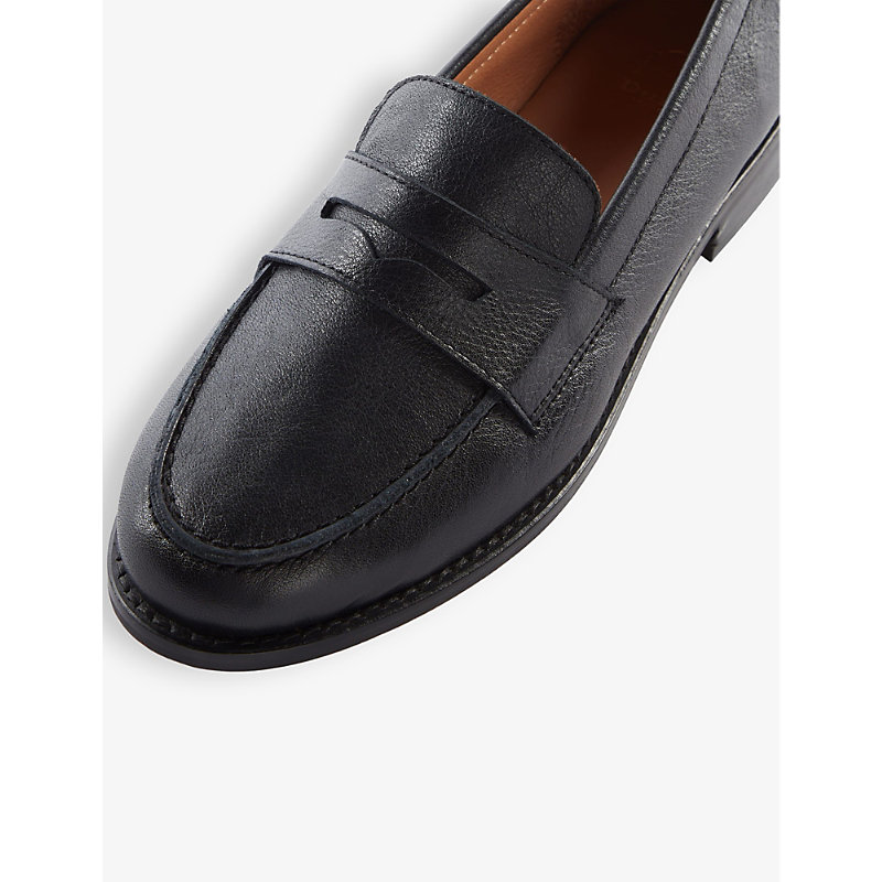 Womens Black-leather Ginelli Leather Penny Loafer