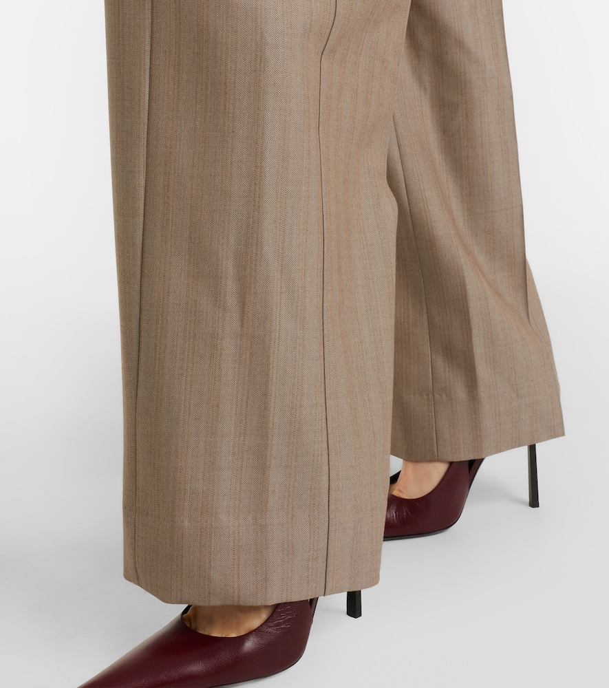 Herringbone virgin wool pleated pants