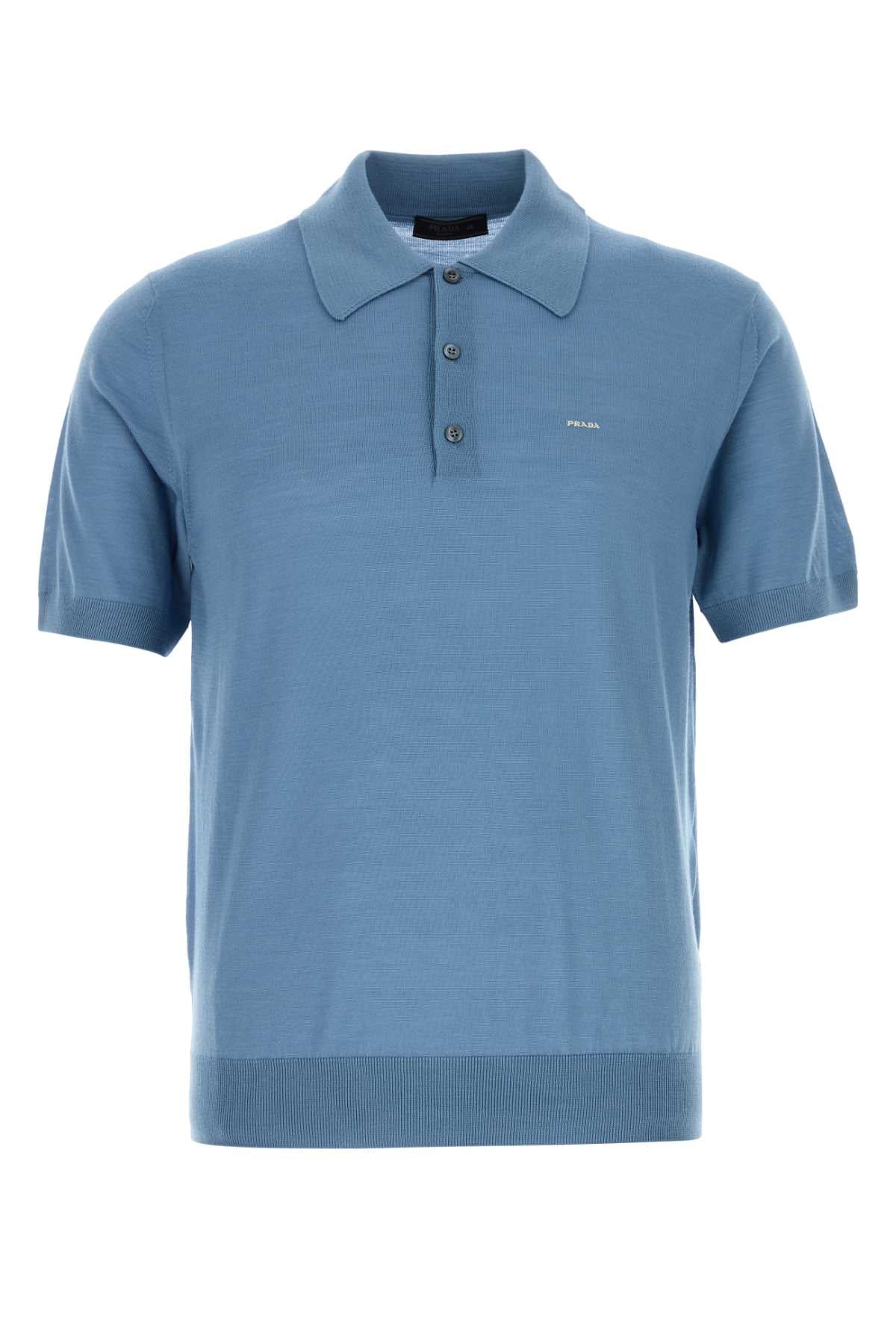 Virgin Wool Polo Shirt — Blue