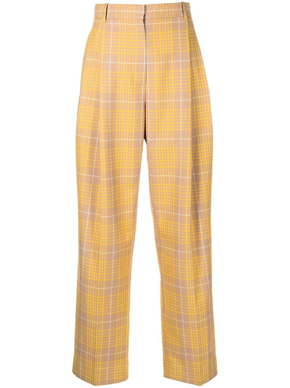 Plaid jacquard straight leg trousers - Yellow
