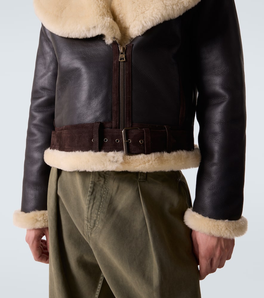 Shearling-trimmed leather jacket