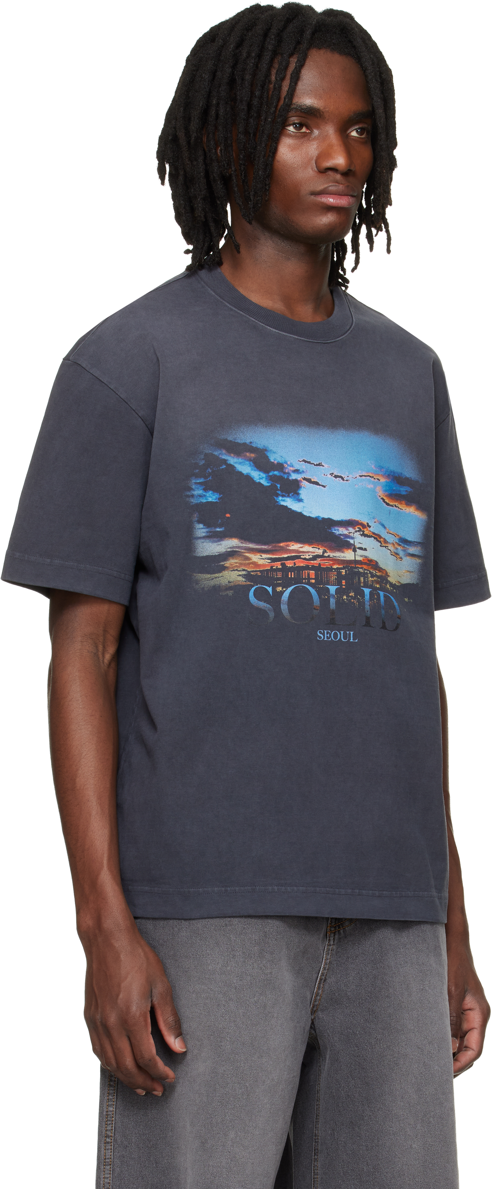Gray Dropped Shoulder T-shirt