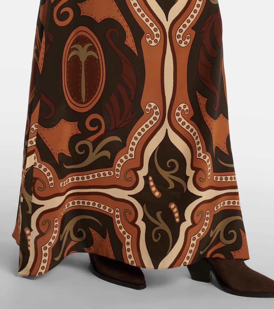 Printed silk maxi skirt