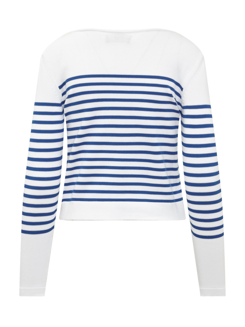 White Stripes Boat Neck Sweater