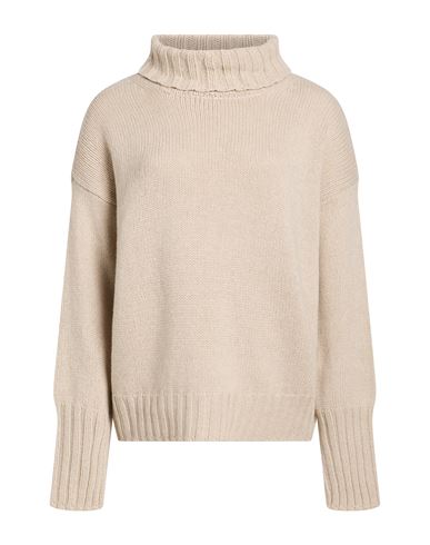 Woman Turtleneck Beige Size 10 Cashmere