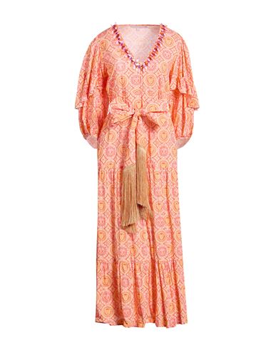 Woman Maxi dress Orange Size S Cotton