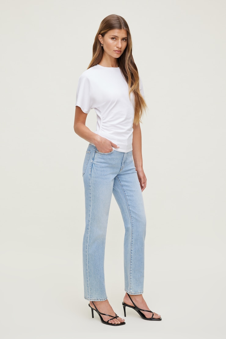 Frenchie High Rise Slim Leg Jeans - Blue - Women Clothing