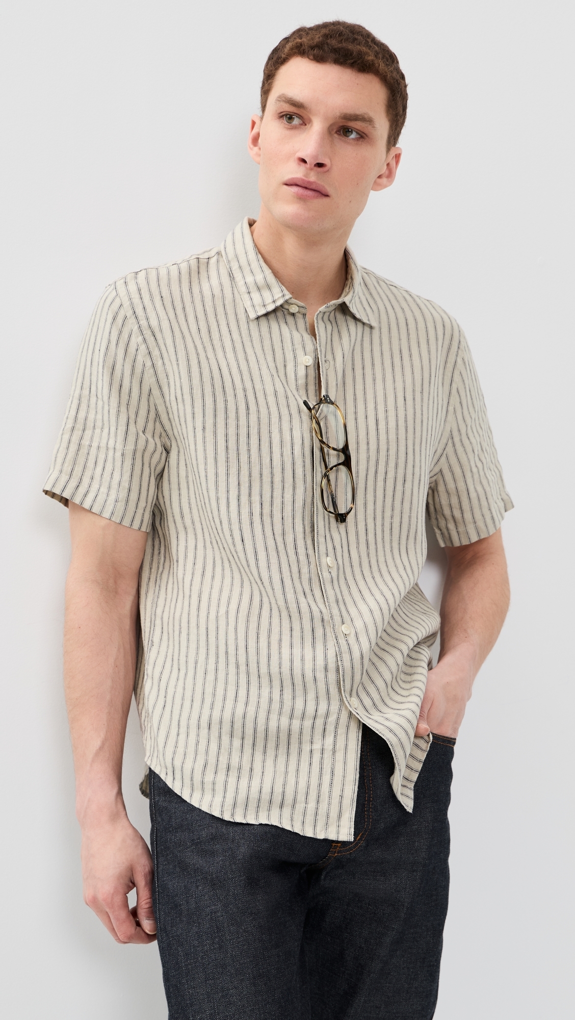 Ballston Stripe Short Sleeve Hemp Shirt Parchment/Coastal Stripe