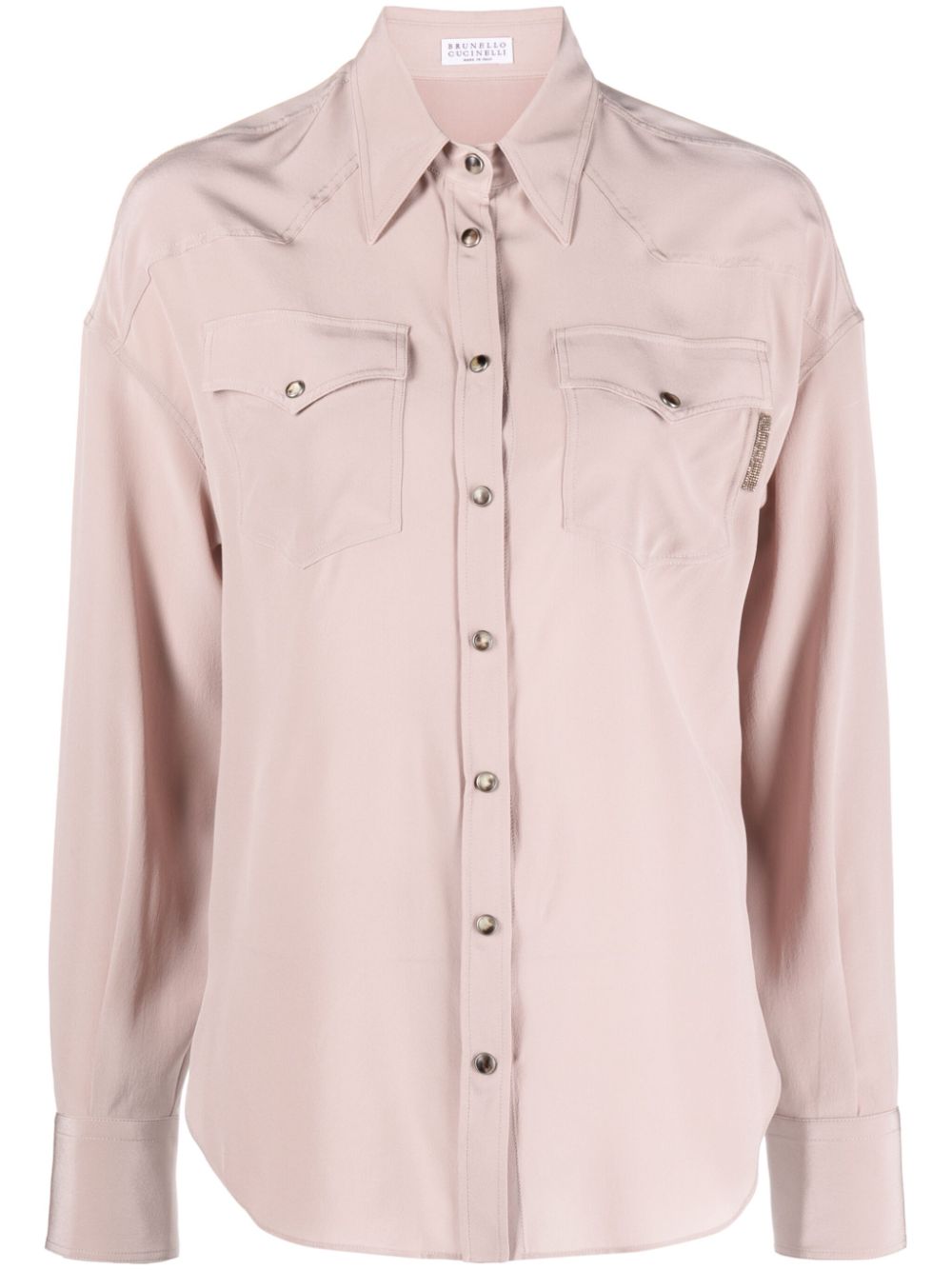 Pointed-collar silk shirt - Pink