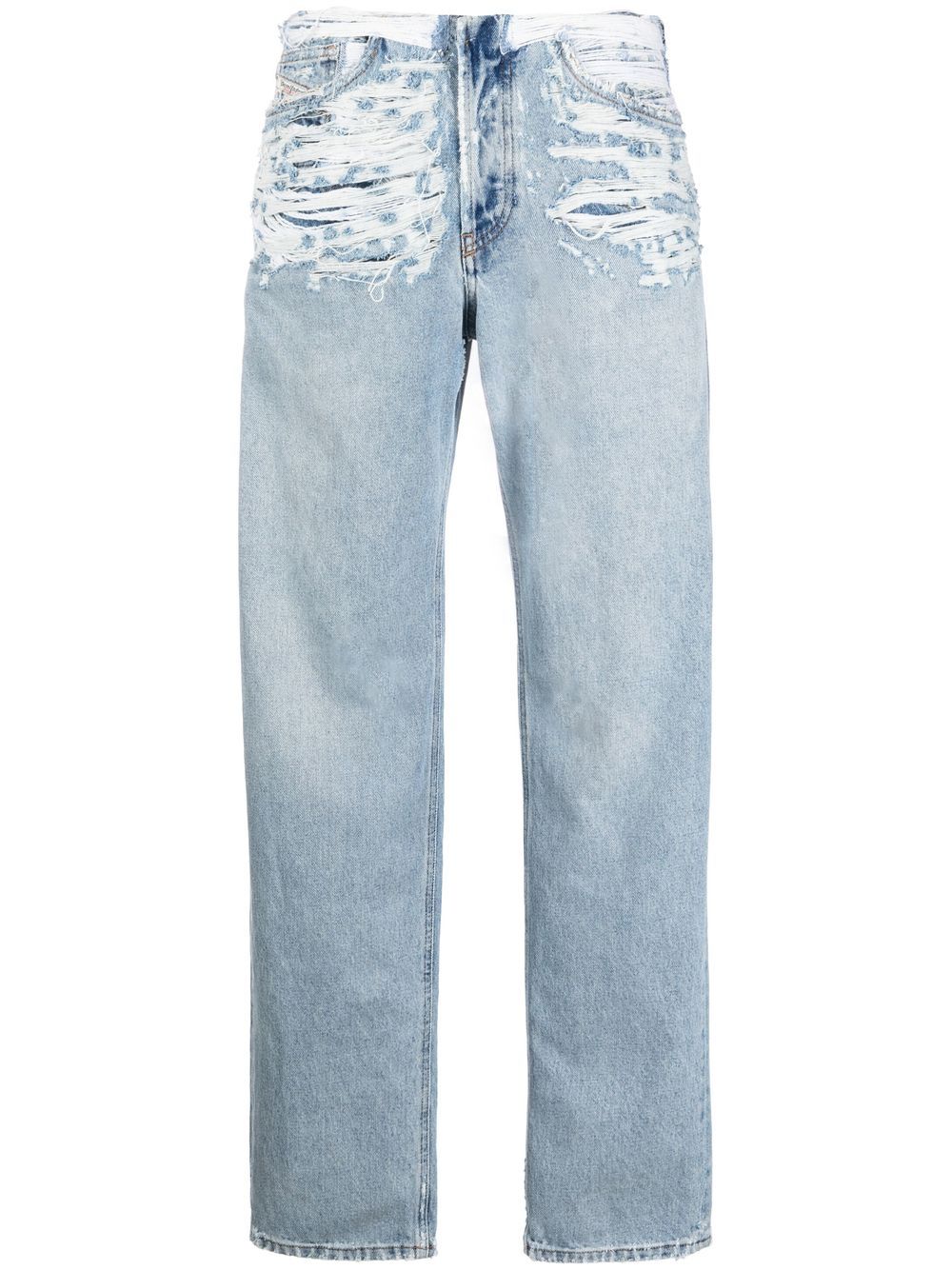 Mid-rise ripped-detail jeans - Blue