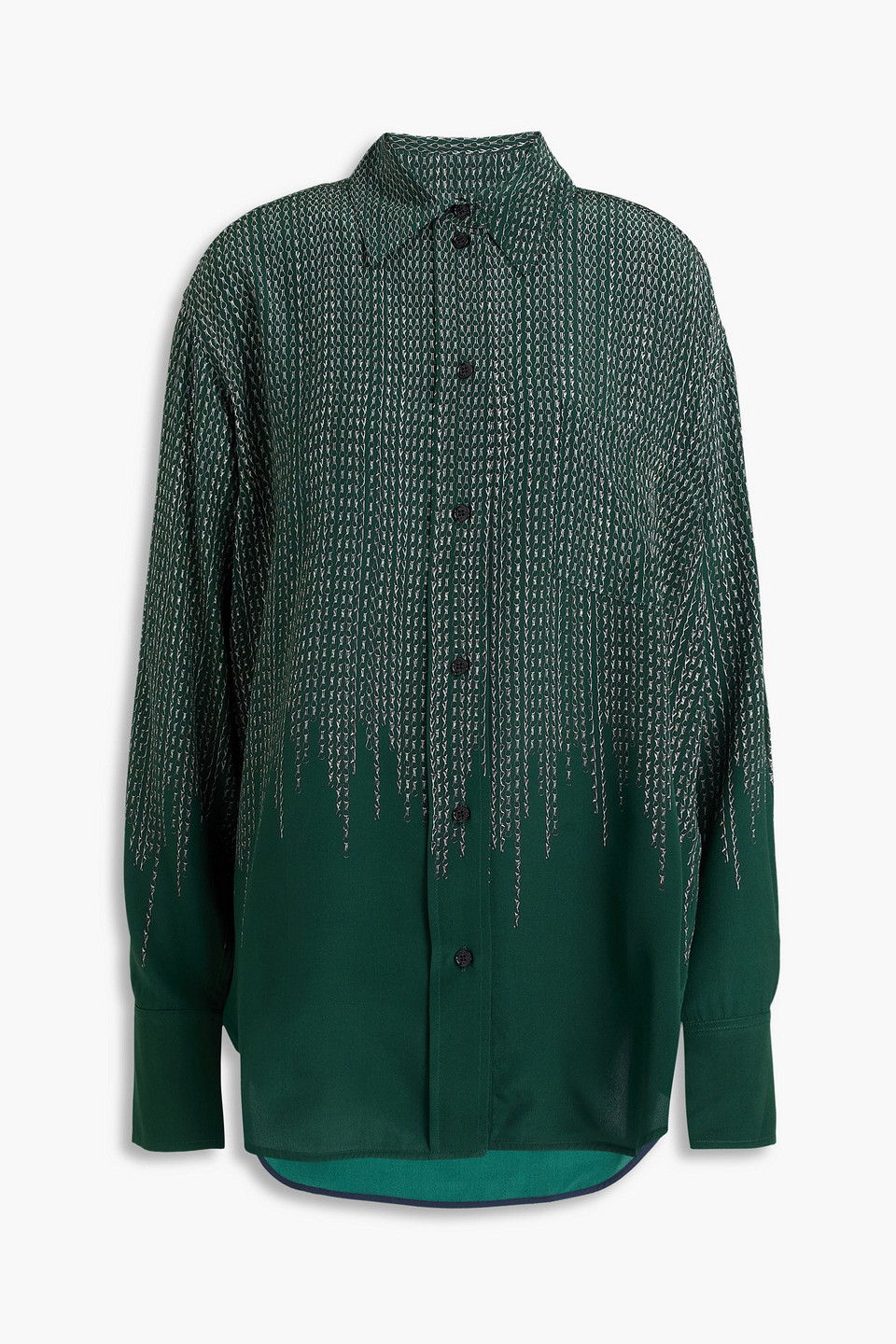 Printed silk crepe de chine shirt - Green - UK 4