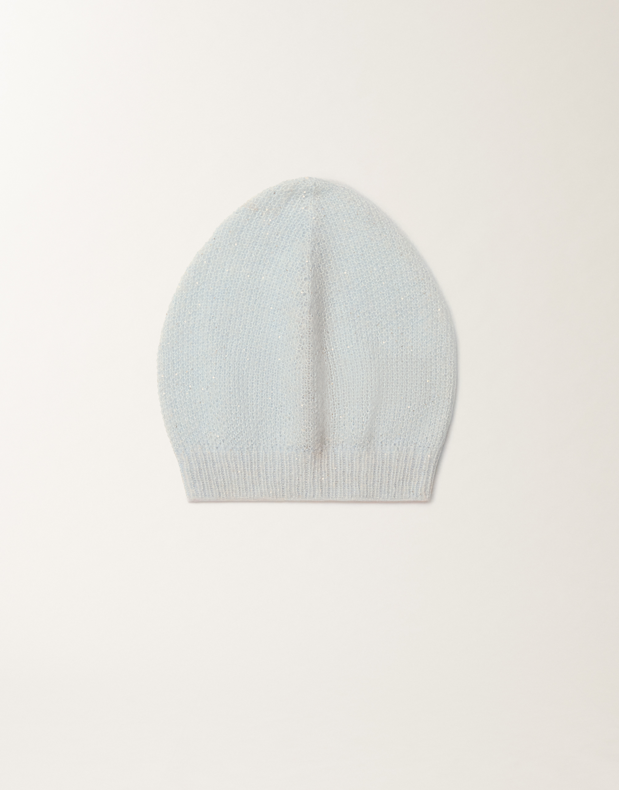Mohair cap with micro sequins, aqua