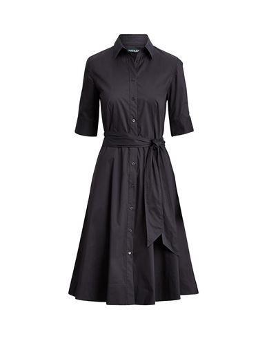 Cotton-blend Shirtdress Woman Midi dress Black