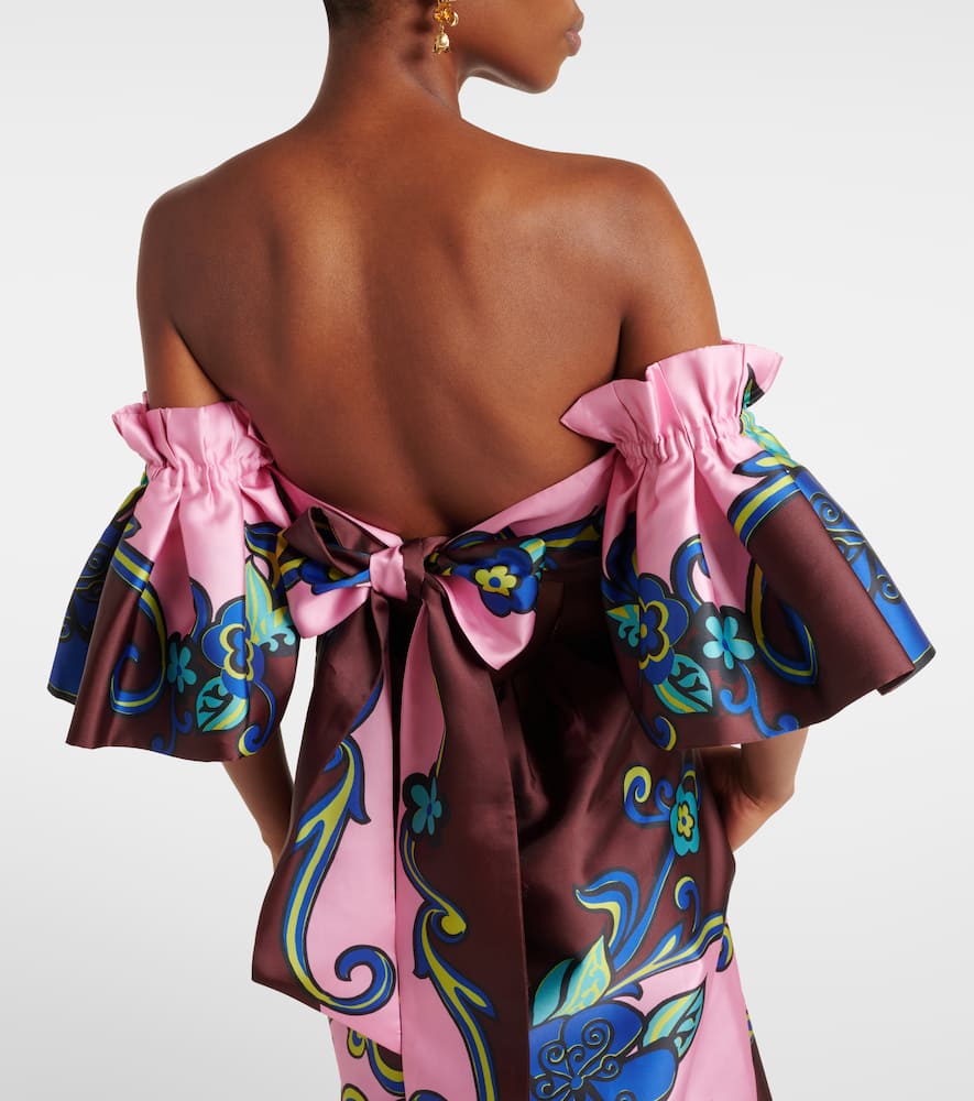 Alémais Floral off-shoulder satin maxi dress