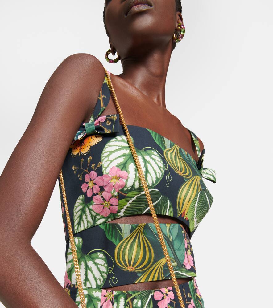 Printed cotton-blend poplin midi dress